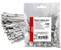 Nerūdijančio plieno metaliniai kabelių raiščiai 4,6x100 mm 100 vnt. amio-04319