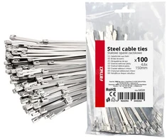 Nerūdijančio plieno metaliniai kabelių raiščiai 4,6x150 mm 100 vnt. amio-04320