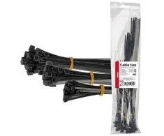 Juodi ilgi plastikiniai kabelių raiščiai, 60 vnt. amio-04315