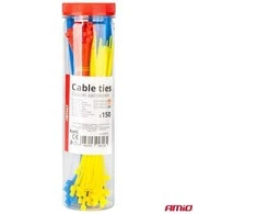 Plastikinių įvairiaspalvių kabelių raištelių rinkinys, 150 vnt. amio-04316