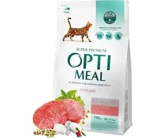 Optimeal Adult Sterilised sausas maistas katėms su jautiena, 700 g