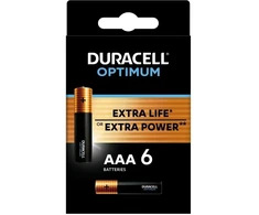 Duracell Optimum vienkartinės šarminės AAA baterijos, 6 vnt. pakuotė