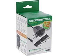Optinio kompiuterio maitinimo šaltinis InLine ® Universalus maitinimo šaltinis 12W, 110-240V yra 3-12V, maks. 1200mA