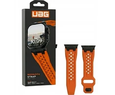 Orange Oranžinis UAG Monarch - dirželis FKM do Apple Watch series 4-6 &amp; SE 1-3, 44mm / series 7-9, 45mm / series 10-11, 46mm / Ultra 1-3, 49mm (oranžinis / juodas titanium)