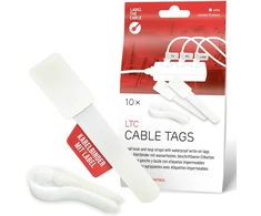 Organizer LABEL THE CABLE LTC Opaski kablowe na rzepy su etykietami Rinkinys daugkartinio naudojimo, balta, 10 vnt (LTC 2620-10)