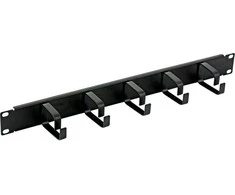 Techly 305922 Kabelių laikiklis 19" stelažų spintelėms, 1U, 5 rankenos 65mm, Juoda