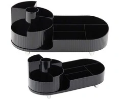 Lean Dėklas kosmetikai ir biuro reikmenims, juodas, 360° sukinėjamas, 34.5x14.7x14.3 cm
