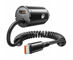Orico Įkroviklis automobilinis PD 30W, 2 x USB-C, su spiralinis laidas
