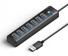 Orico PW7U-U3 hub 7x USB-A 3.0 + USB-C 5V/3A 1m – juodos spalvos
