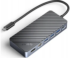 „Orico OM28PR-G2“ USB-C prijungimo stotelė su M.2 disko lizdu + 1 x USB-A 3.2 + 1 x USB-C 3.2 + 2 x USB-A 2.0 + 1 x HDMI + 1 x Ethernet – juodos spalvos