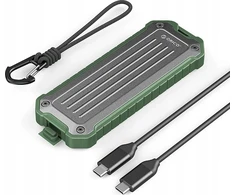 Išorinis diskų dėklas Orico OTPX-G2 M.2 NVMe/SATA SSD USB-C 3.2 – pilkos ir žalios spalvos