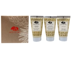 Gift Set Origins: Origins Kūno prausiklis, 30 ml + Ginger maitininantis Hand Lotion, 30 ml + Ginger Souffle maitininantis Body Kreminis, 30 ml