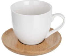 Orion porcelianinis puodelis su lėkštute 100 ml balta 6 vnt.