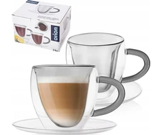 Orion Kavos puodeliai, dviejų sienelių, 160 ml, su lėkštutėmis