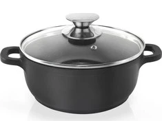 Orion granitinis puodas su stikliniu dangteliu GRANDE 20 cm, 2,3 l