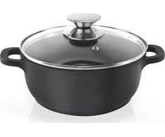 Orion Puodas GRANDE 24 cm, 4 l, su stikliniu dangteliu, granitinė danga