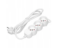 Orno Przedłużacz 3 krypčių prailgintuvas 2P+Z, 5m H05VV-F 3x1.5mm2, Imax=16A, plokščias kištukas, baltas