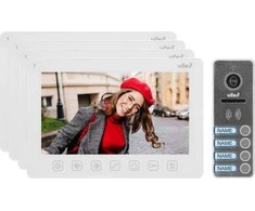 Orno Rinkinys 4 šeimų vaizdo domofono komplektas, be ragelio, spalvotas, 7 colių LCD, OSD meniu, vartų valdymas, baltas NOVEO MULTI4