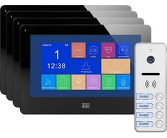 Orno Rinkinys 4 šeimų vaizdo domofono rinkinys, be ragelio, spalvotas, 7 colių LCD, jutiklinis ekranas, OSD meniu, atmintis, SD kortelės lizdas, DVR, vartų valdymas, juodas, FELIS MEMO MULTI4