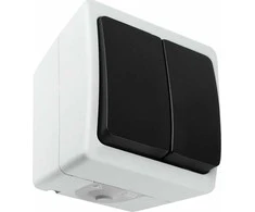 Orno Łącznik AQUATIC MINI IP 54 dvipolis jungiklis, baltas ir juodas, 10 vnt.