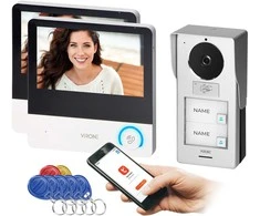 Orno AVONI MULTI, komplektas wideodomofonowy dwurodzinny 4-żyłowy, 7", Wi-Fi dual band, ekran dotykowy, 2K, RFID
