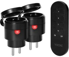 Orno Rinkinys Belaidžių MINI Schuko lizdų rinkinys, valdomas nuotoliniu būdu 2+1, 2300 W, IP44