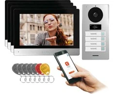 Orno GAYD MULTI4, keturių šeimų vaizdo domofono rinkinys, 2 laidų, 8 colių Wi-Fi, jutiklinis ekranas, 2MP Full HD, RFID