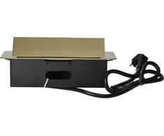 Orno Gniazda Baldų lizdai, įleidžiami į stalviršį, su plokščiu frezuotu kraštu, USB įkrovikliu ir 1,5 m laidu, 2x2P+Z, 2xUSB, žalvario spalvos