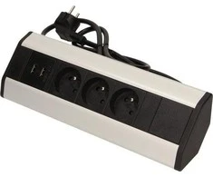 Orno Lizdas Baldinis lizdas su USB įkrovikliu ir 1,8 m laidu, 3x2P+Z, 2xUSB