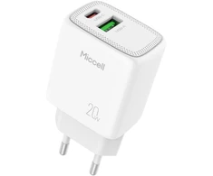 Orno Įkroviklis „Miccell VQ-T15“ sieninis įkroviklis, 20 W, USB-A + USB-C, baltas