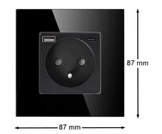 Orno Lizdas 2P+Z, USB-A + USB-C, PD, maks. 20W, juodas