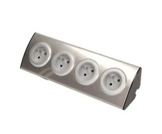 Orno Lizdas Virtuvės baldų lizdas 4x2P+Z, tvirtinimas Velcro lipdukais, INOX