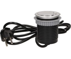 Orno Baldų lizdas 6 cm įleidžiamas į stalviršį su dangčiu, USB įkrovikliu ir 1,8 m laidu, 1x2P + Z, 1xUSB