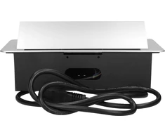 Orno Lizdas Baldų lizdas, įleidžiamas į stalviršį, su plokščiu frezuotu kraštu, USB įkrovikliu ir 3 m laidu, 2x2P+Z, 2xUSB, sidabrinis