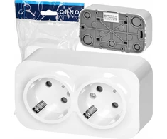 Orno „ToDo“ dvigubas lizdas 2x2P+Z, 16A/230VAC, IP20, Schuko, baltas