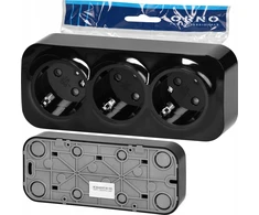 Orno Lizdas „ToDo“ trigubas lizdas 2P+Z Schuko IP20, 16A, 230V AC, juodas