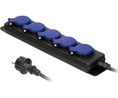 Atsparus purslams dirbtuvių prailginimas Orno IP44, 5 lizdai 2P + Z IP44, guminis, H05RR-F 3x1,5 mm, ilgis 5 m