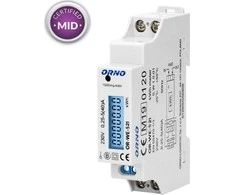 ORNO 1 fazių elektros skaitiklis, 40A, MID, impulsų išvestis, apšvietimas, 1 modulis