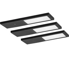 Orno PLANA 3 LED šviestuvų komplektas po spintele, 3x4W, 3x240lm, 4000K, su bekontakčiu jungikliu, juodos spalvos