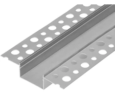 Orno Aliuminio profilis 2 LED juostoms, 2000 x 57,89 x 9,8 mm, įleidžiamas į gipso kartoną, sidabrinis