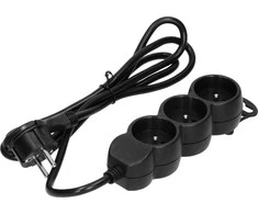 Orno Przedłużacz 3 krypčių prailgintuvas 2P+Z, 5m H05VV-F 3x1.5mm2, Imax=16A, plokščias kištukas, juodas