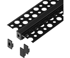 Orno Rinkinys: Komplektas: aliuminio profilis LED juostoms, 2000 x 47,7 x 11,9 mm, įleidžiamas, juodas, juodas dangtelis, 4 galiniai dangteliai
