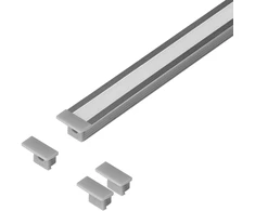 Orno Rinkinys: Komplektas: aliuminio profilis LED juostoms, 2000 x 12,8 x 9 mm, įleidžiamas, sidabrinis, matinis dangtelis, 4 galiniai dangteliai
