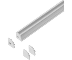 Orno Rinkinys: Komplektas: aliuminio profilis LED juostoms, 2000 x 10 x 10 mm, kampinis, baltas, matinis dangtelis, 4 galiniai dangteliai