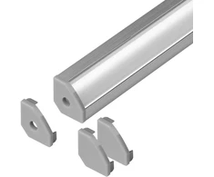 Orno Rinkinys: Komplektas: aliuminio profilis LED juostoms, 2000 x 18 x 18 mm, kampinis, sidabrinis, matinis dangtelis, 4 galiniai dangteliai