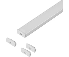 Orno Rinkinys: Komplektas: aliuminio profilis LED juostoms, 2000 x 16,1 x 6,05 mm, paviršinis montavimas, baltas, opalo spalvos dangtelis, 4 galiniai dangteliai