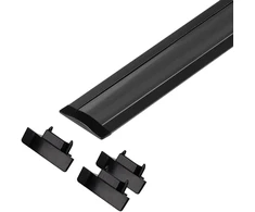 Orno Rinkinys: Komplektas: aliuminio profilis LED juostoms, 2000 x 24,5 x 6,05 mm, įleidžiamas, juodas, juodas dangtelis, 4 galiniai dangteliai