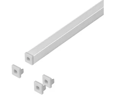 Orno Rinkinys: Komplektas: aliuminio profilis LED juostoms, 2000 x 7,8 x 9 mm, paviršinis montavimas, baltas, opalo spalvos dangtelis, 4 galiniai dangteliai