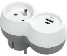 Orno Rozgałęźnik Skirstytuvas 2P+Z, USB-A+C, baltai pilkas