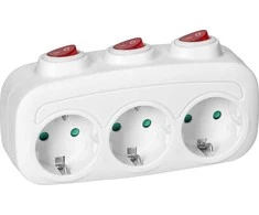 Orno Rozgałęźnik 3x2P+Z (Schuko) skirstytuvas su 3 jungikliais